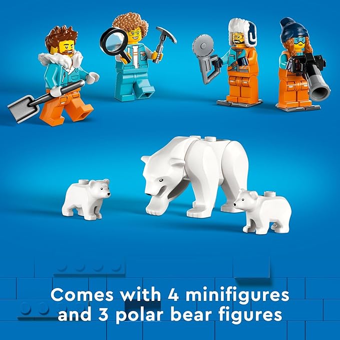 LEGO City Exploration Arctic Explorer Truck and Mobile Lab 60378 Building Set for Ages 6+ with a Tracked Vehicle, Laboratory on Skis 4 Minifigures 3 Polar