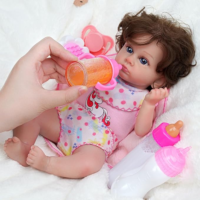 BABESIDE Baby Doll Bottles and Accessories 15 Pcs Baby Doll Feeding Set Including Diaper Bag, Magic Bottles 12-15 Inches