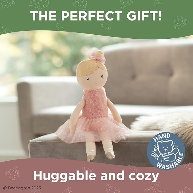 Bearington Lil' Ballerina Blonde Ballerina 16.5 Inch Ballerina Doll - Plush Dolls for Girls