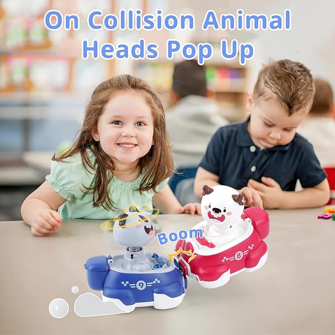 Impact Bounce Wobbly Head Animal Car Toys Friction Push and
