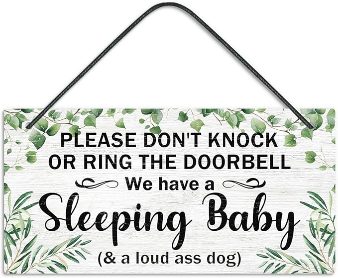 Putuo Decor Baby Sleeping Door Sign For Front Door PVC