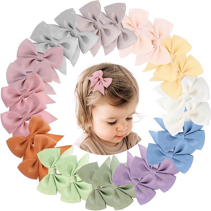 OAOLEER 2inch Baby Hair Clips, 24 Pieces Fully Lined Baby 12 Colors