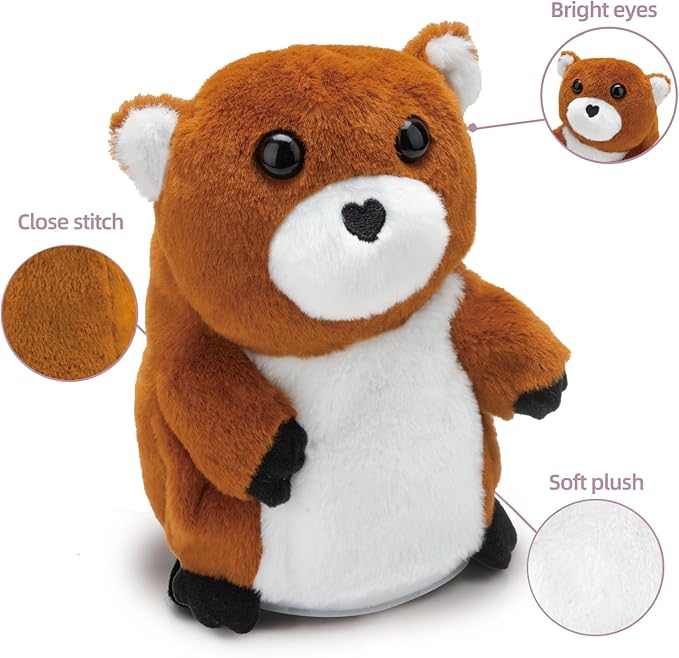 HOMILY Talking Beaver, Repeats What You Say Plush Animal Toy Electronic Hamster Mouse for Boys