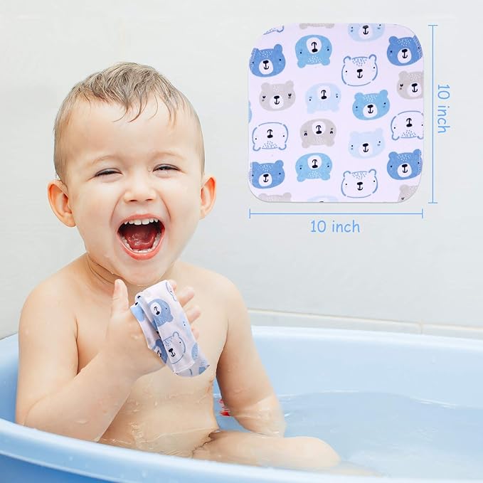 Baby Washcloths, Momcozy Ultra Soft Absorbent Towel 8pcs Newborn 10"x10" (Blue)