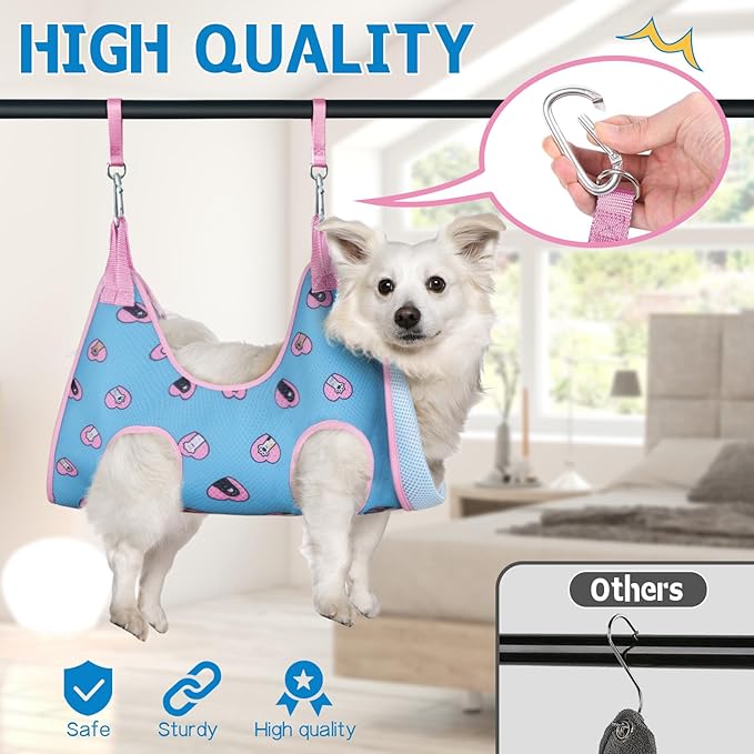 Supet Relaxation Hammock Harness for Pet Grooming - Cat & Dog Restraint Sling for Nail Trimming, Clipping & Grooming (XS)