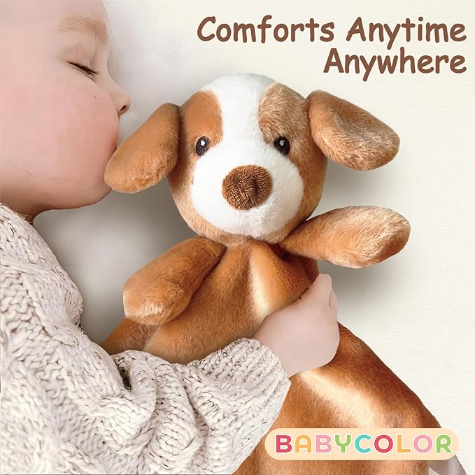 Dog Security Blanket for Baby Boy Girl, 15" Soft Loveys for Babies