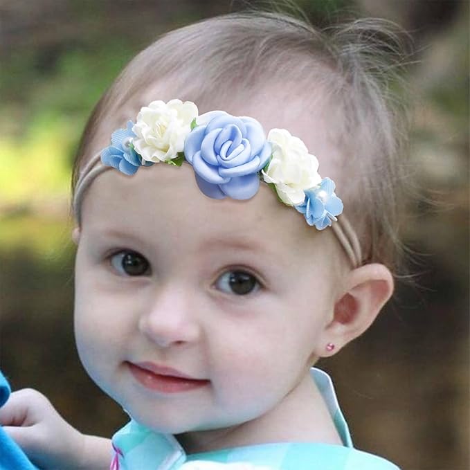 3pcs Baby Girl Hairband, Super Soft & Stretchy Nylon Floral Headbands - Set of 1 3 Multi-colored/patterns, 0-12, Hair
