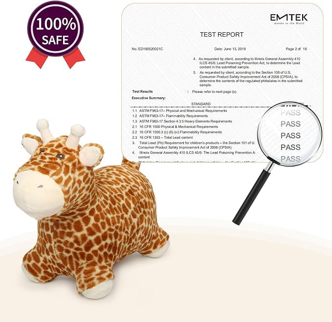 INPANY Bouncy Giraffe Hopping Toys for 1 2 Year Old Girl Birthday Gifts, Toddler Plush Hopper 3 4