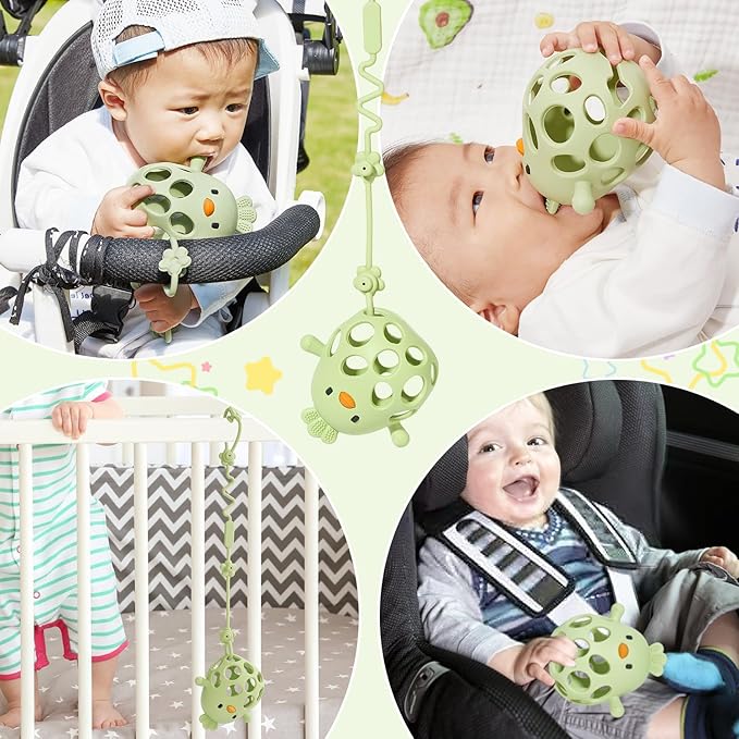 Baby Teething Toy with A Toy Strap for Babies 0-6 6-12 Months, Food-Grade Silicone Teething Mitten