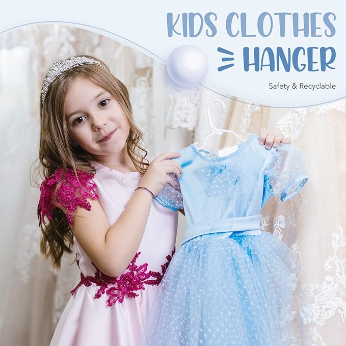 HOUSE DAY Plastic Baby Hangers for Closet 60 Pack, Durable Plastic Kids Hangers for Baby Clothes, Thin & Compact Childrens Hangers, Space Saving White Baby Hangers, Small Hangers for Kids Clothes
