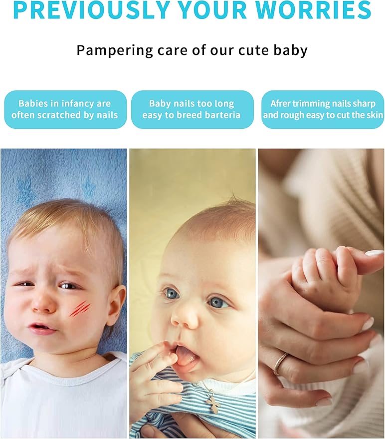 Baby Nail Trimmer Electric,Nail Clippers File for Baby No Sharp Claws Hurt, 6 in 1 with Light Safety Cutter for Newborn Infant Toddler Kids Toes and Fingernails Care
