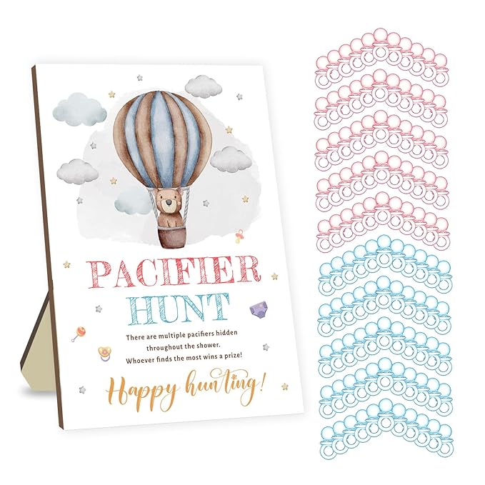 Baby Shower Games Set, Baby Pacifier Hunt Game 50 Mini 50 Blue