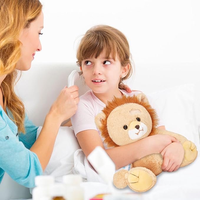 Houwsbaby 12" Get Well Soon Lion Stuffed Animal,Brown Get Well Soon Lion Plush Toy