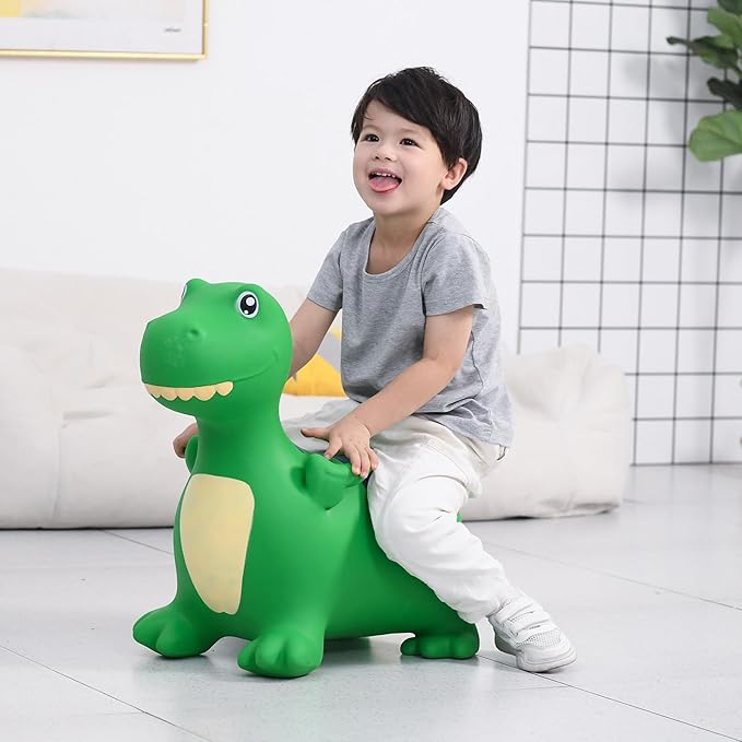 INPANY Kids Bouncy Dinosaur Hopper Toys for 2 Year Old Boy Gifts, Toddler Inflatable Animal Hopping Horse 3 4