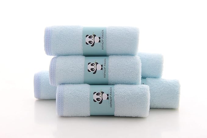 HIPHOP PANDA Baby Washcloths, Rayon Made from Bamboo - 2 Layer Ultra Soft Absorbent Newborn Bath Face Towel 6 Pack