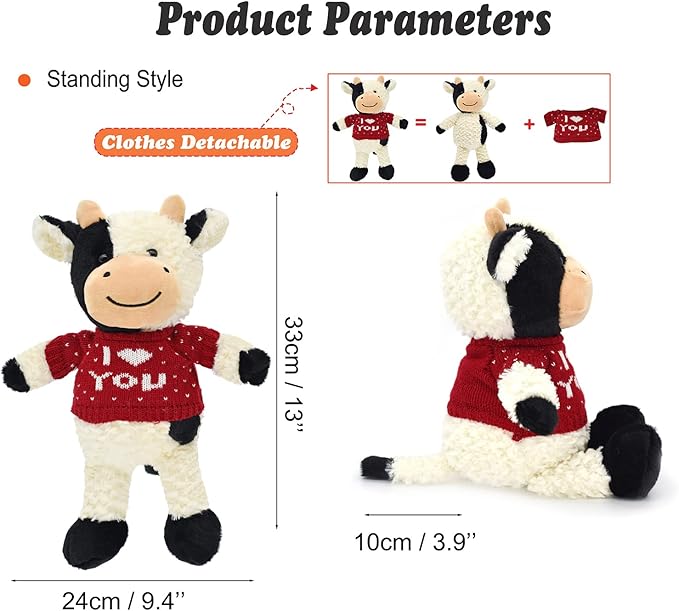 HWD 13'' Soft Cow Plush Dolls Stuffed Animals Toys Gifts for Kids, Toddler