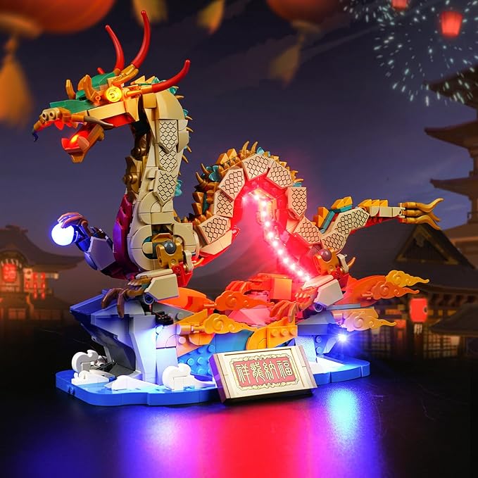 LED Lighting Kit for Lego Auspicious Dragon, LED Light Compatible 80112 Building