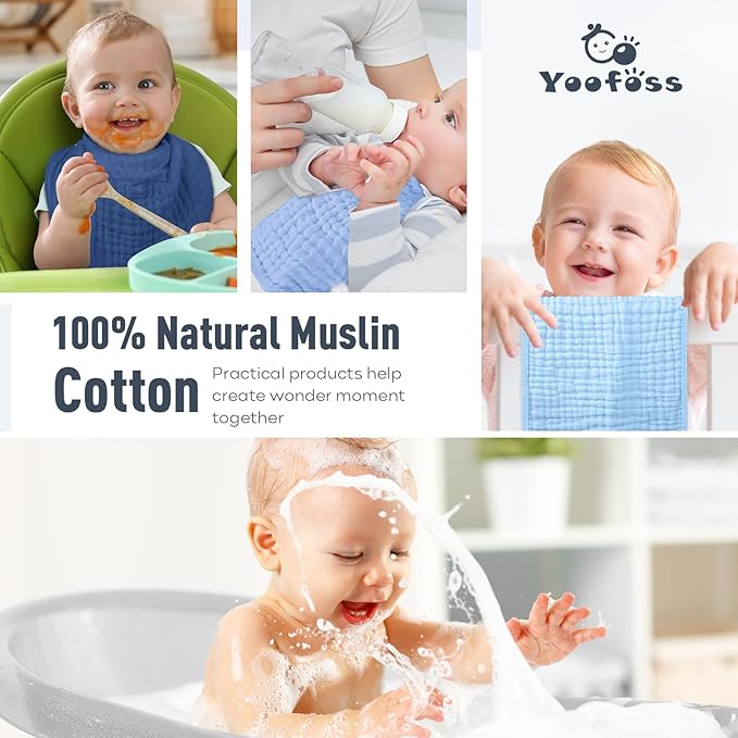 Yoofoss Muslin Burp Cloths for Baby 10 Pack 100% Cotton 20''X10'' Super