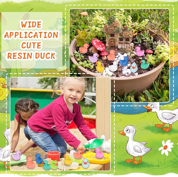 200pcs Tiny Ducks 10 Colors Little Duck Figures Mini Resin