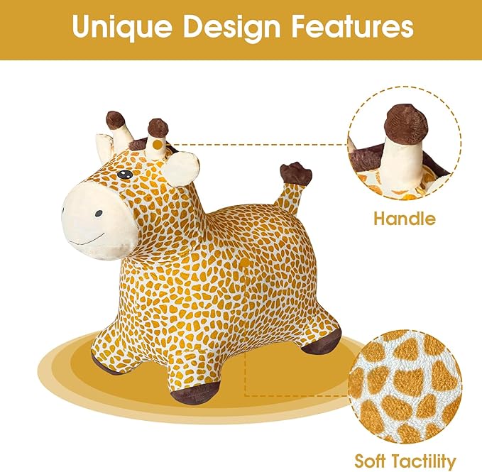 HotMax Giraffe Bouncy Horse Toy, Inflatable Plush Bouncing Horse for Toddlers 18 Months 2 3 4 Year