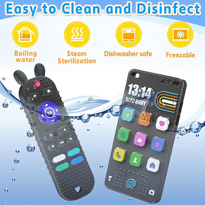 TV Remote Control Shape Baby Teething Toys and Phone Shape 6-12 Months,