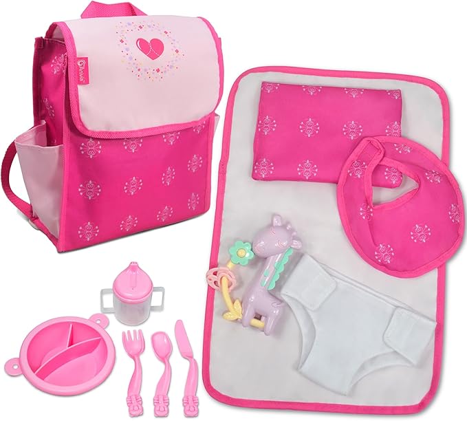 Anivia Doll Bed Furniture 2 Function Toy, Doll Bed and Doll Swings Together for 18 inches Baby Dolls (DY639 Pink)