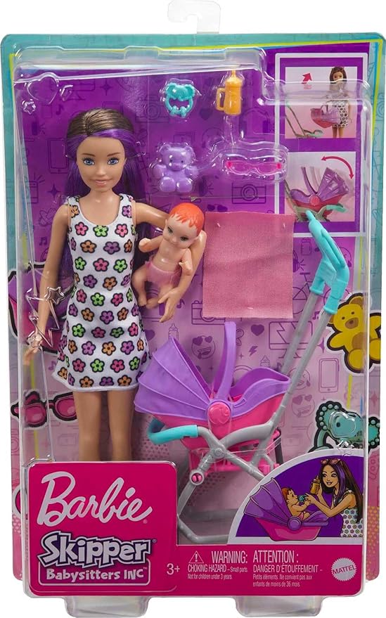 Barbie Skipper Babysitters Inc Playset with Doll, Stroller 5 Accessories,