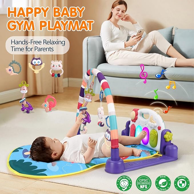 Baby Gym Play Mats Tummy Time Mat Musical Activity Center 0-3 6 9 12