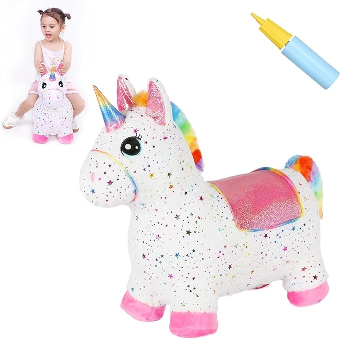 INPANY Bouncy Unicorn Bouncy Horse for Toddlers- Bouncy Animals for Toddlers, Birthday Gift Toys for 2 3,4,5 Year
