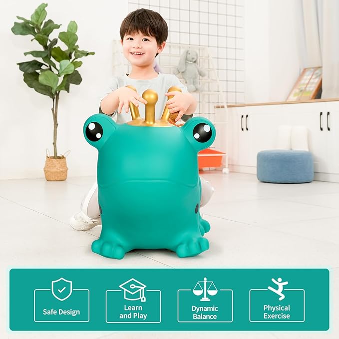 INPANY Frog Bouncy Hopper Toys for 2 Year Old Boy, Toddlers Inflatable Animal Hopping Horse 3 4