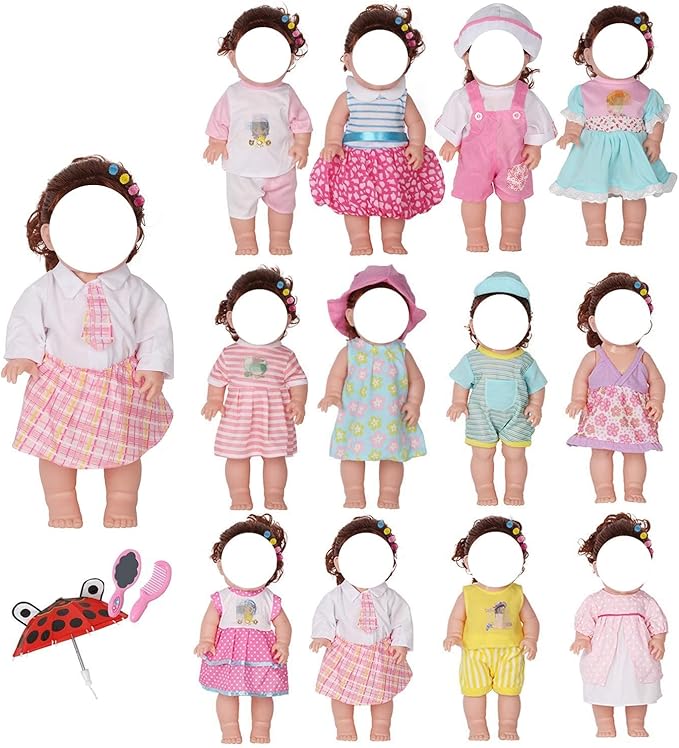 12 Pcs Set Handmade Baby Doll Clothes Dress Outfits Costumes 12 13 14 15