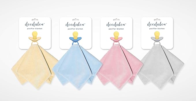 Ultra Soft Cotton Minky Velboa Baby Blanket with Snap Closure for Pacifier or Teether, Machine Washable 12 inch 12 inch