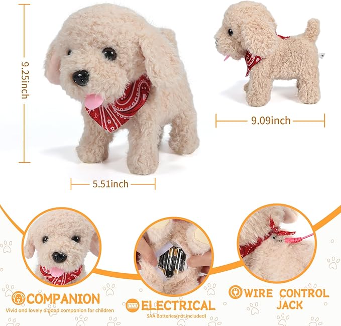 Interactive Walking Plush Puppy Toy Dog, Realistic Wagging Tail Robot Dog 3, 4, 5, 6+