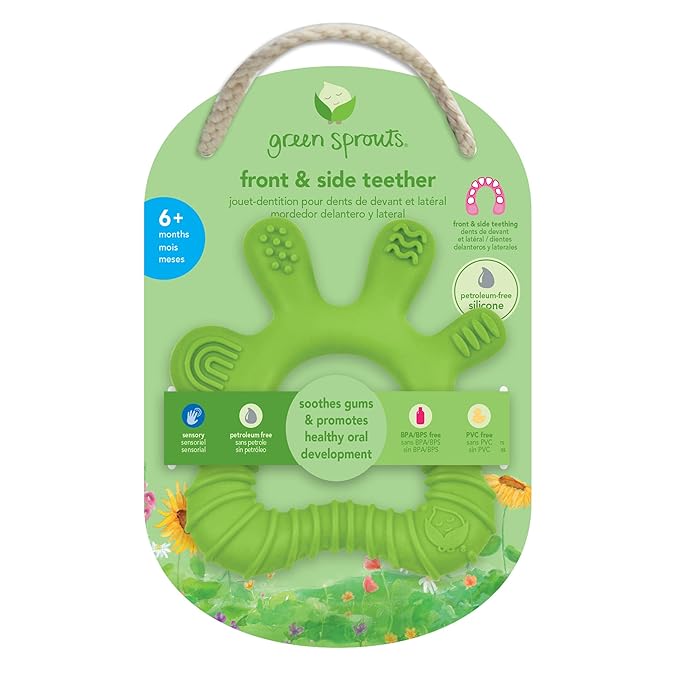 green sprouts Front & Side Teether made from Silicone | Soothes & massages baby's front & side gums & teeth