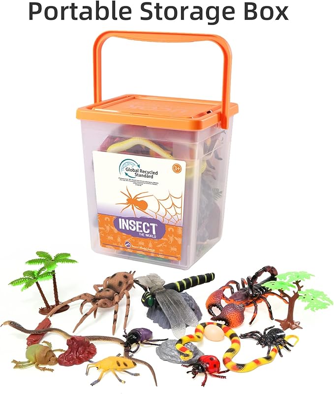 Insect Figure Toys for Kids, Plastic Assorted Realistic Play Bug Figurines Set for Toddlers