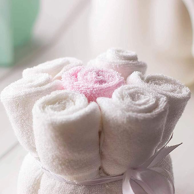 Jumpy Moo's Baby Washcloths, Rayon from Bamboo - Bath Face Towel 2 Layer 10x10 inches (8 Pack)