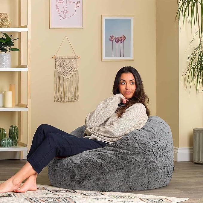 Bean Bag Chair for Adults and Kids Without Filler Soft Oversized Round Cover for Giant Beanbag Chair Lounge Chair Lazy Sofa Stuffed Animal Toyes Storage, 7FT, Lemon Yellow