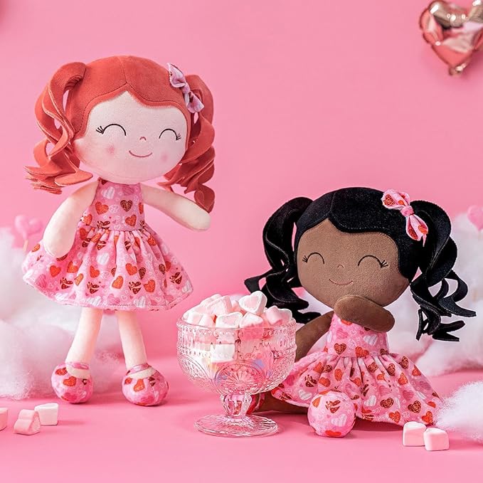 Gloveleya Soft Dolls Plush Figure Key Chain Curly Hair Red 12inches