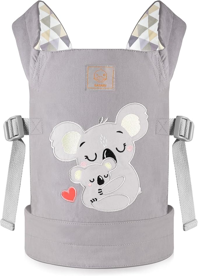 GAGAKU Doll Carrier for Kids Toy Baby Carrier Reborn Doll Carrier with Adjustable Straps for Stuffed Animal American Girl Doll Bitty Baby Doll Accessories - Gray