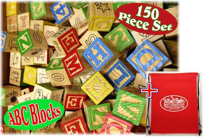 Matty's Toy Stop 150 Piece ABC Stack N' Build Wood