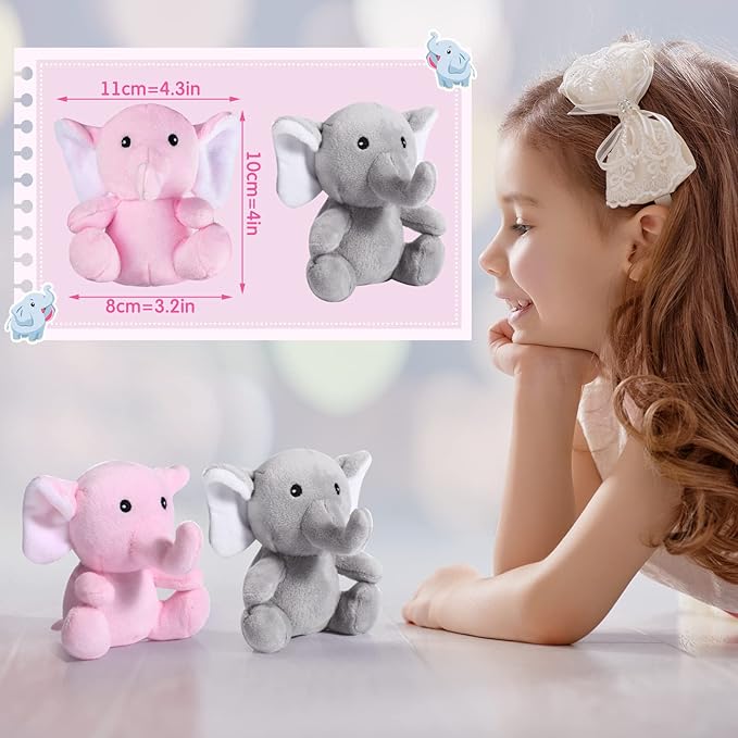 HyDren 8 Pcs Plush Mini Elephant Stuffed Animal Toys 4