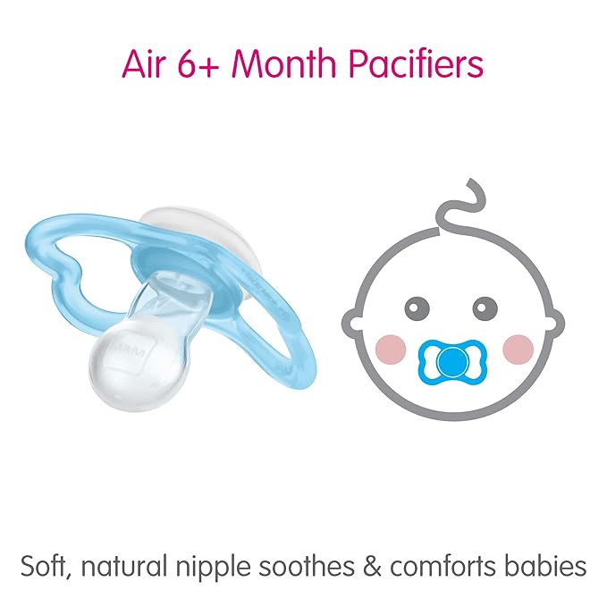 MAM Air Night & Day Baby Pacifier, For Sensitive Skin 3 Pack, 6-16 Months, Unisex,3 Count 1)