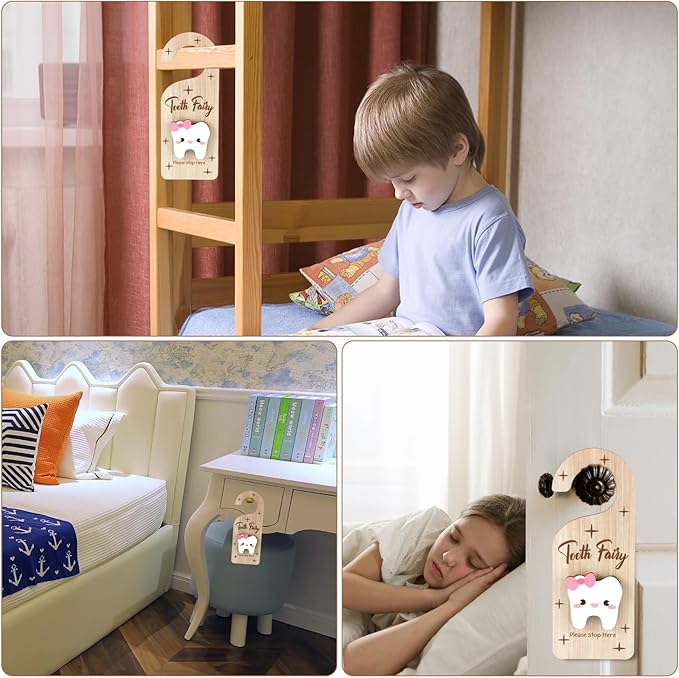 Tooth Door Hanger, Wooden 3D Lost Tooth Keepsake Box