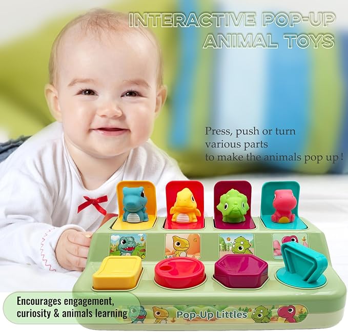 Interactive Dinosaur Pop Up Toy for Babies and Toddlers,Early Learning and Brain Development Educational Plaything 18 Months+