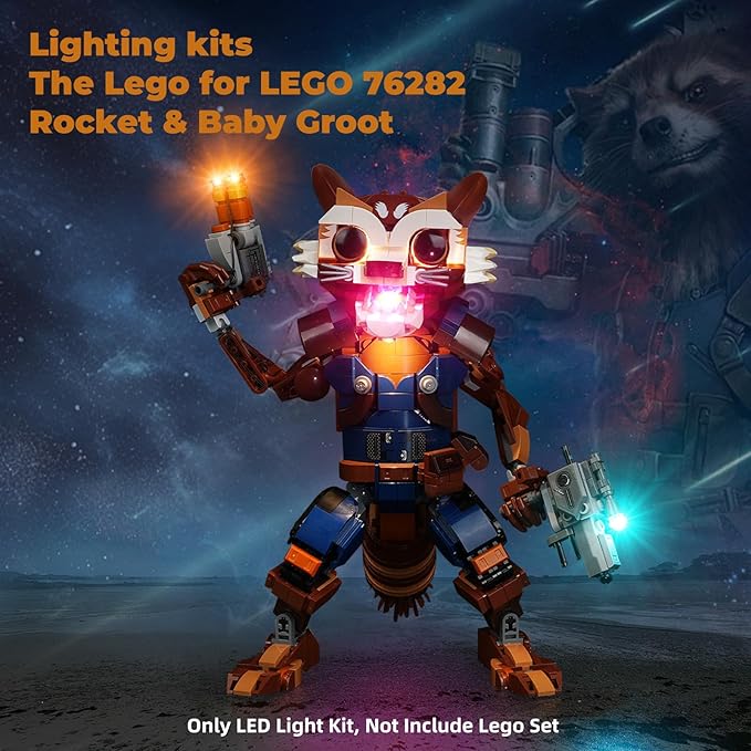 LED Light Kit for Lego-76282 Rocket & Baby Groot, Lighting Set Compatible with Lego-76282 Rocket & Baby Groot Building Blocks Model (Lights Only