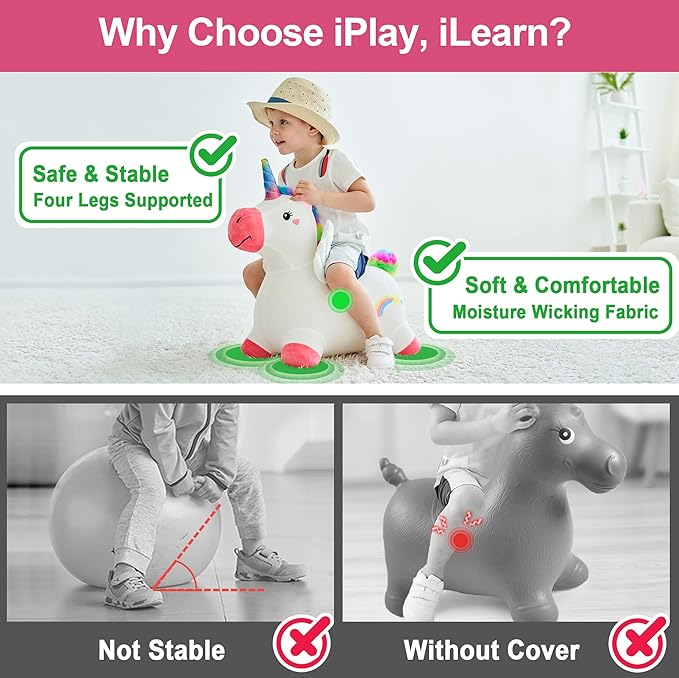 iPlay, iLearn Bouncy Pals Unicorn Horses 18 Month 2 3 4 Year