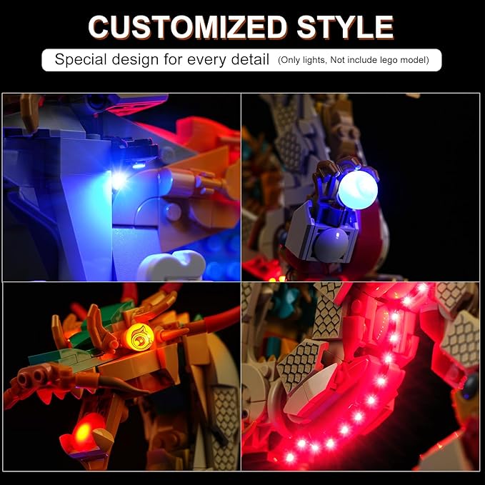 LED Lighting Kit for Lego Auspicious Dragon, LED Light Compatible 80112 Building