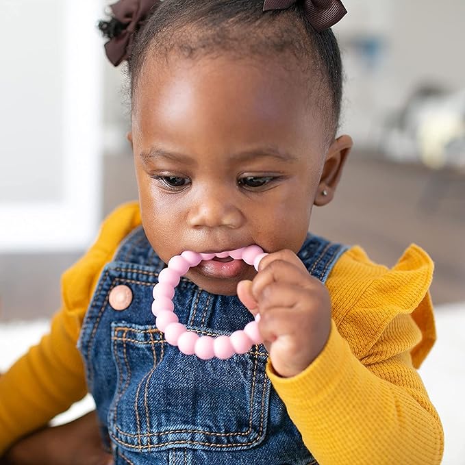 Dr. Brown's Flexees Friends Silicone Teether Purple Octopus Dr. Brown’s Flexees Beaded Teether Rings,100% Silicone Self-Soothe,3 Pack, 3m+