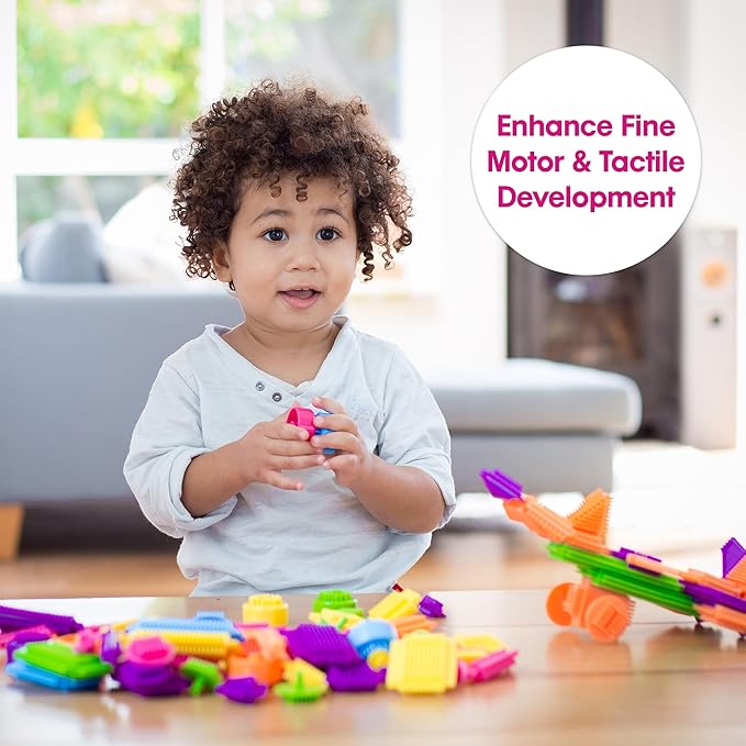 Edushape Magic Brix in Motion Interlocking Baby Building Blocks - 56 Pcs Toddler Blocks Interlocking Bricks 3-5 with