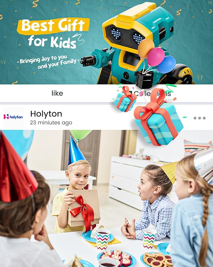 Holyton Robot Toys K103, Remote Control Robots for Kids with Editable Actions